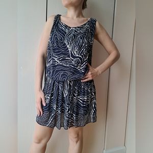 SOLD. Navy Dress w/Sequins and Beads